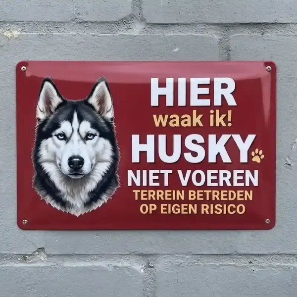 Metal waarschuwingsbord - Husky "HIER waak ik