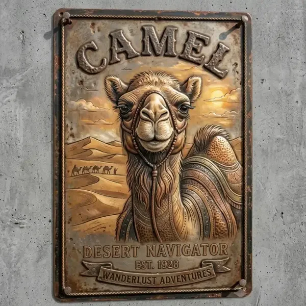 Metalen Wandbord Camel Desert Navigator Vintage