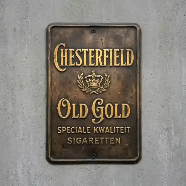Metalen Bord Chesterfield Old Gold Retro