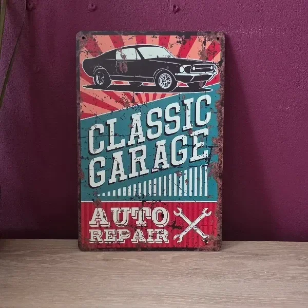 Metalen Wandbord Classic Garage Auto Repair - Vintage Retro (20x30 cm)