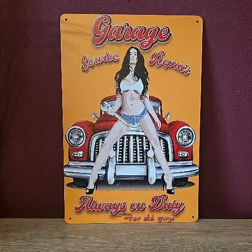 Metalen Wandbord Garage Pin-up Truck - 20x30 cm