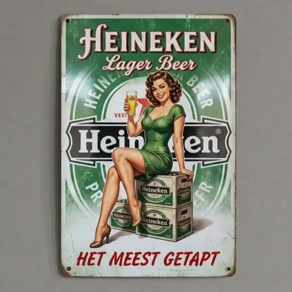 Metalen Wandbord Heineken Pin-Up