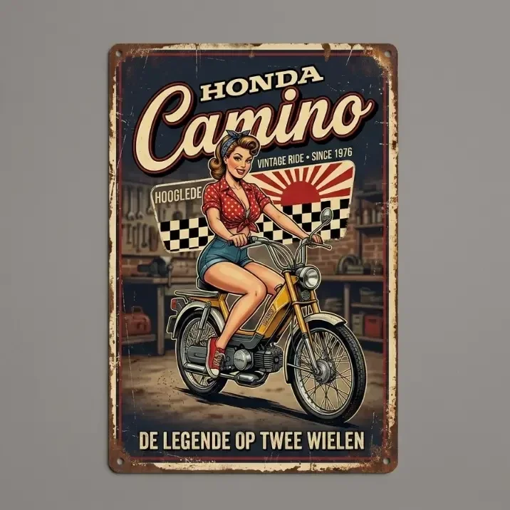 Metalen Wandbord Honda Camino - De Legende op Twee Wielen