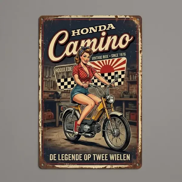 Metalen Wandbord Honda Camino - De Legende op Twee Wielen