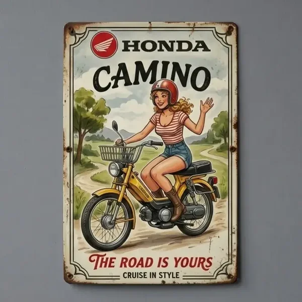 Metalen Wandbord Honda Camino - Retro