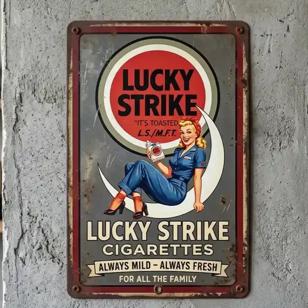 Metalen Wandbord Lucky Strike Vintage Pin-up