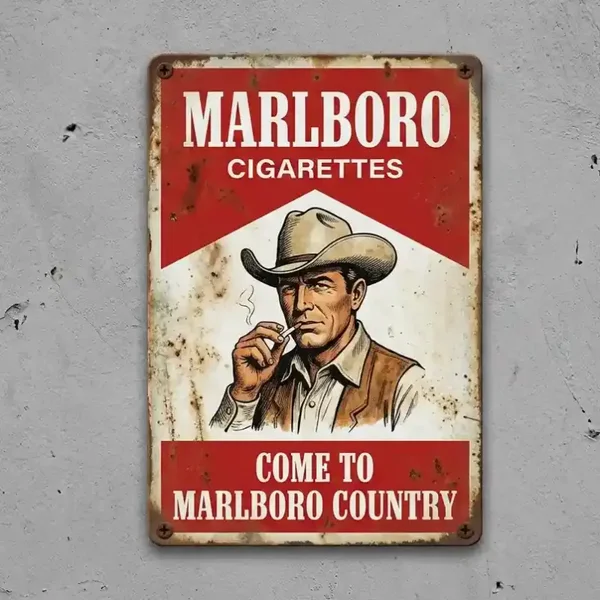 Metalen Wandbord Marlboro Country - Vintage Cowboy