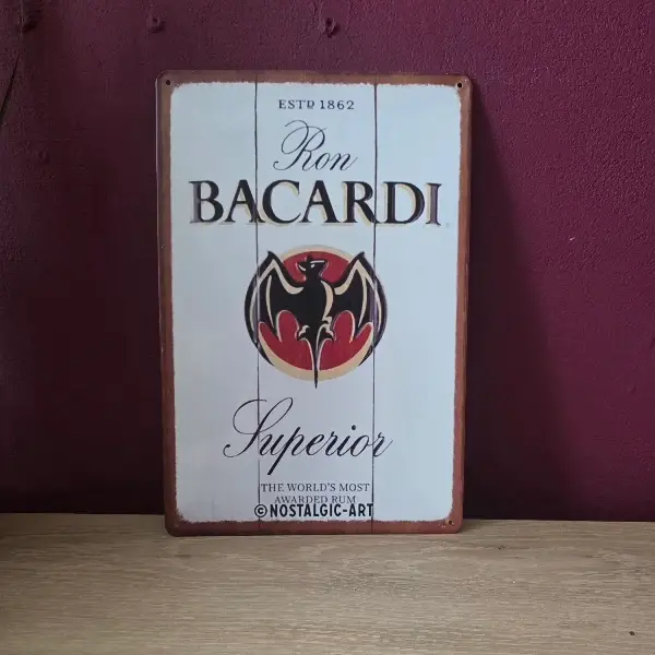 Metalen Wandbord Ron Bacardi Superior - Vintage 20x30 cm