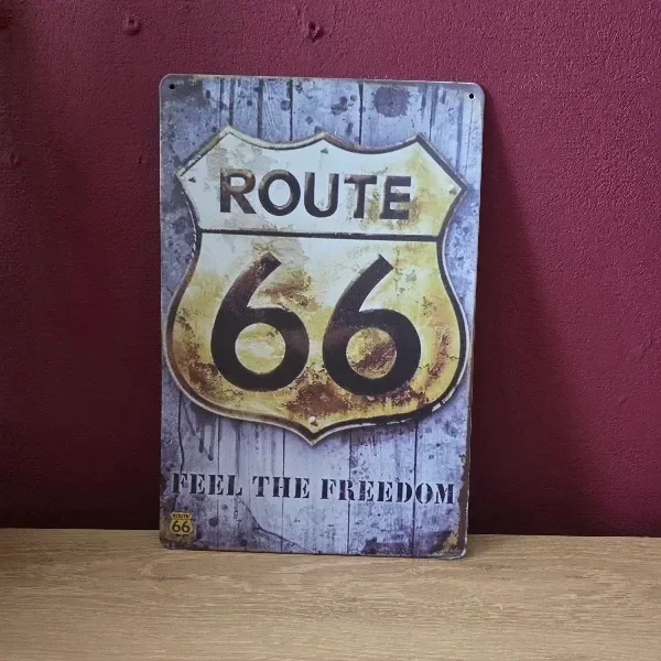 Route 66 Metalen Wandbord - Feel the Freedom - Vintage 20x30 cm