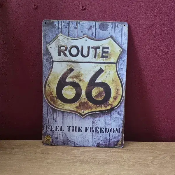 Route 66 Metalen Wandbord - Feel the Freedom - Vintage 20x30 cm