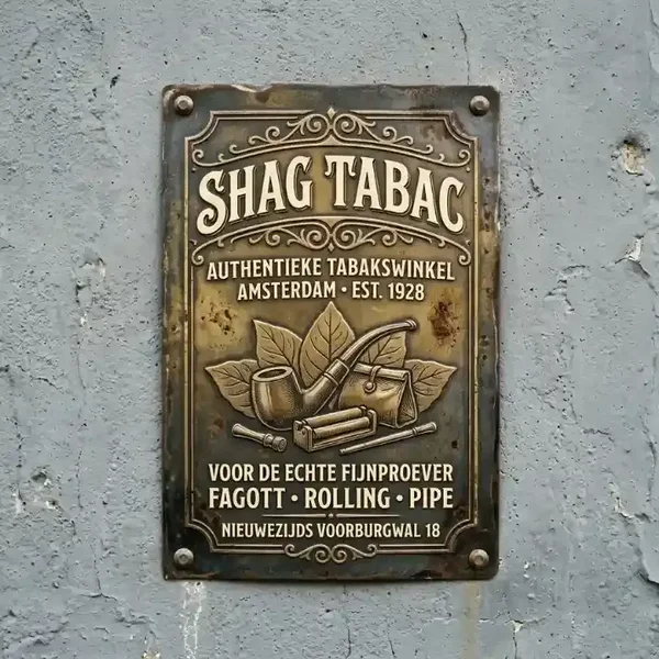 Metalen Wandbord Shag Tabac Amsterdam Retro