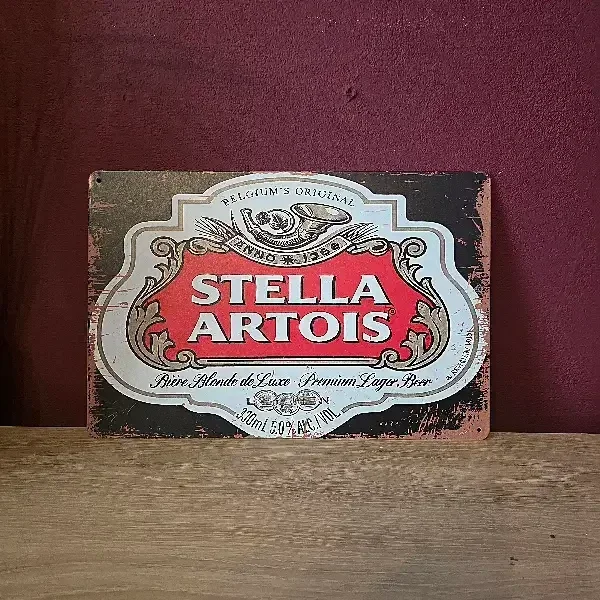 Metalen Wandbord Stella Artois Vintage - 20x30 cm