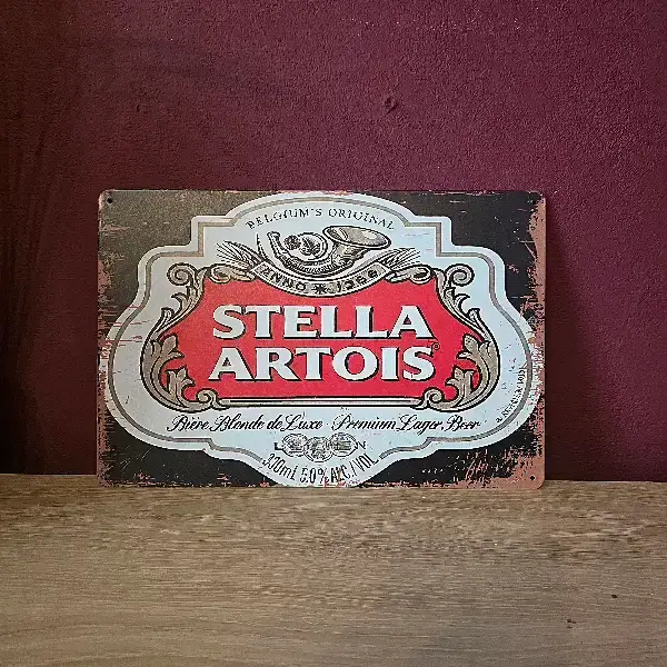 Metalen Wandbord Stella Artois Vintage - 20x30 cm