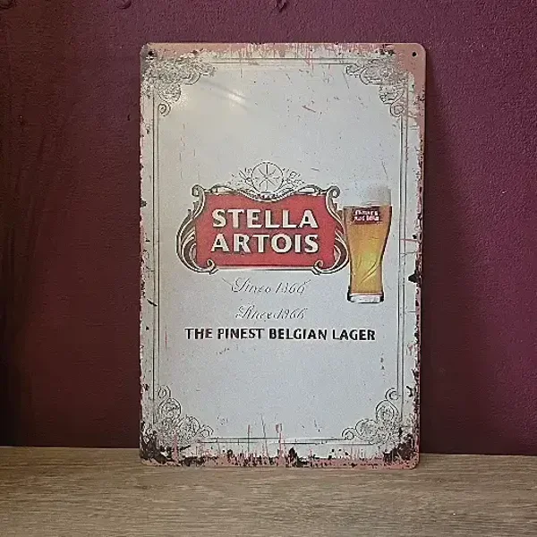 Metalen Wandbord Stella Artois Vintage - 20x30 cm
