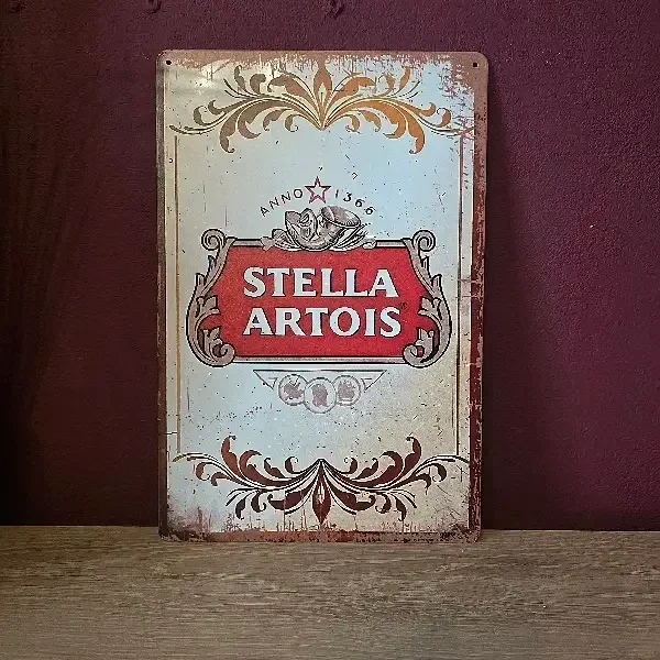Metalen Reclamebord Stella Artois - Vintage Wandbord - 20x30 cm