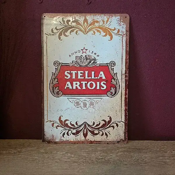 Metalen Reclamebord Stella Artois - Vintage Wandbord - 20x30 cm