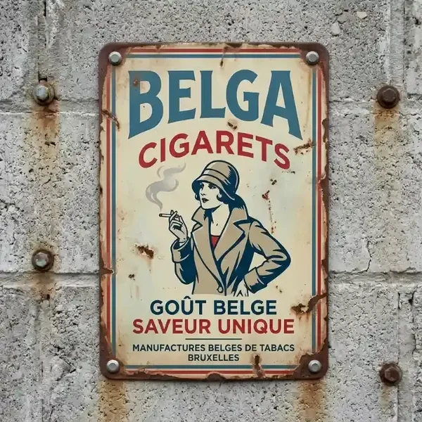 Retro Metaal Bord Belga Cigarets Vintage
