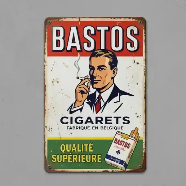 Retro Metalen Bord Bastos Cigarettes - Vintage Wandbord