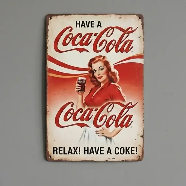 Retro Metalen Bord Coca-Cola Pin-up Girl