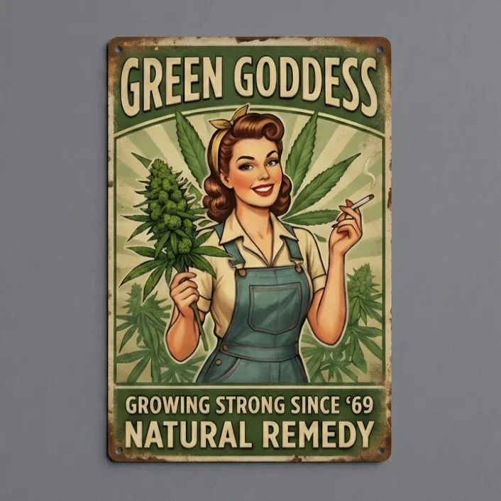 Retro Metalen Bord Green Goddess - Natural Remedy