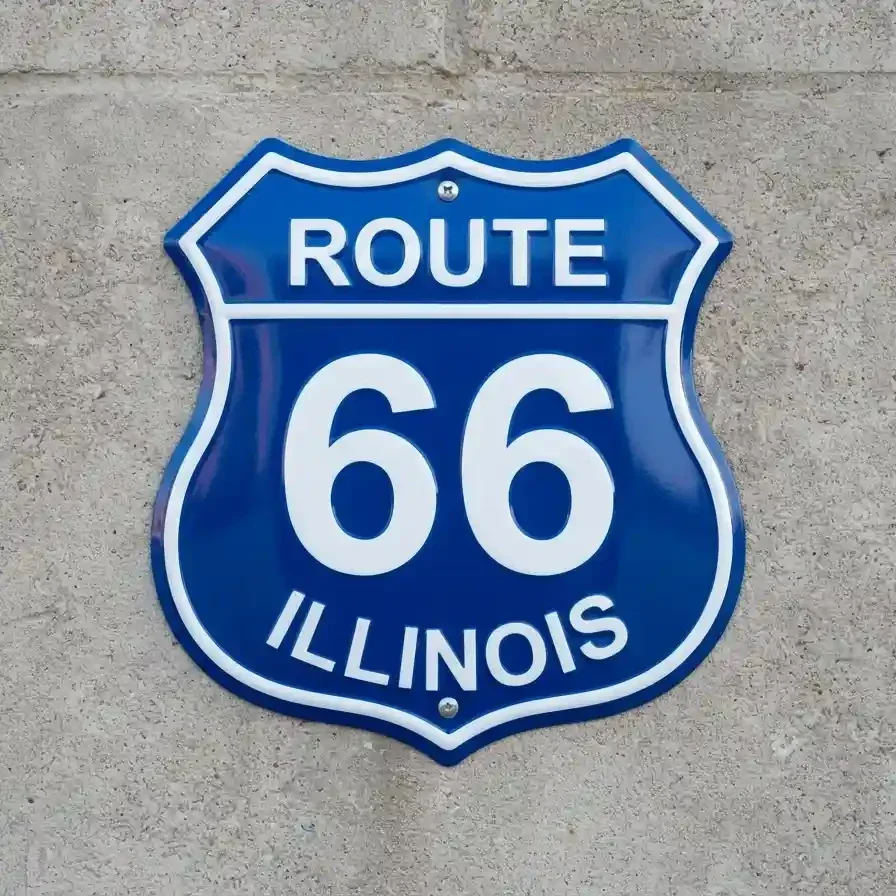 Route 66 Illinois Schild Bord 32x32 cm - Metalen Retro Wandbord