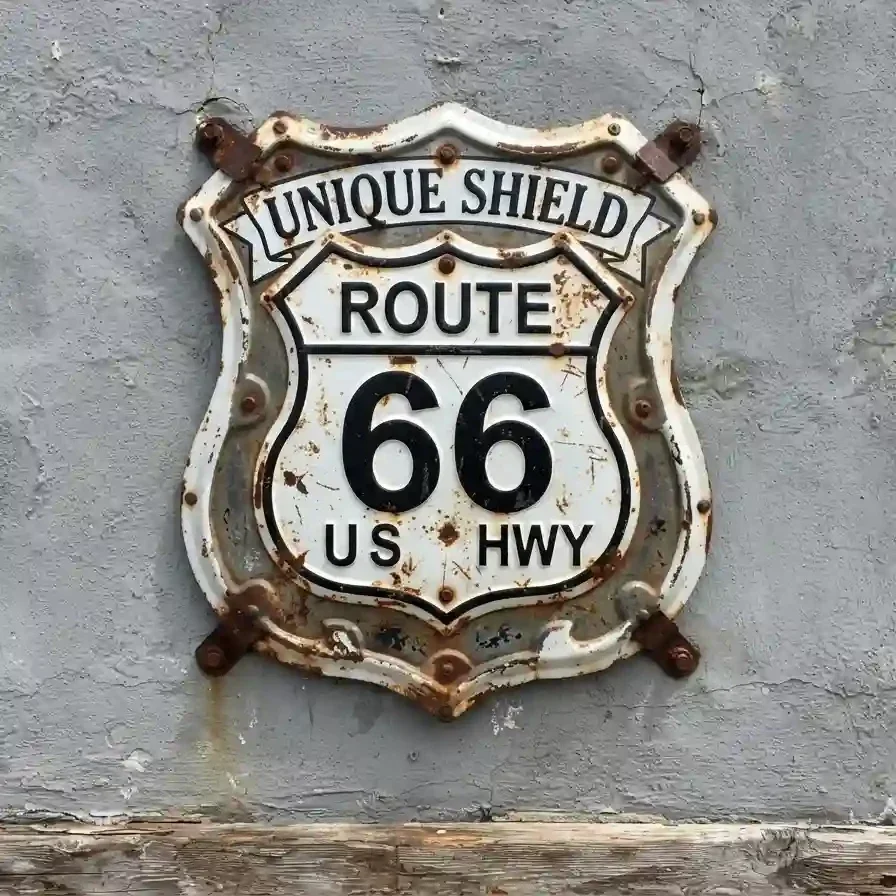 Route 66 Metalen Schild Reliëf 32x32 cm