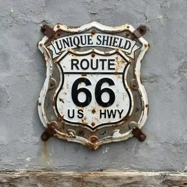 Route 66 Metalen Schild Reliëf 32x32 cm