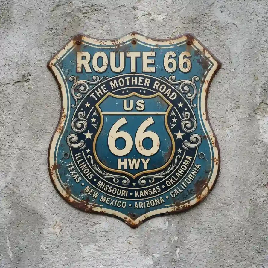 Route 66 Metalen Schild - The Mother Road - 32x32 cm