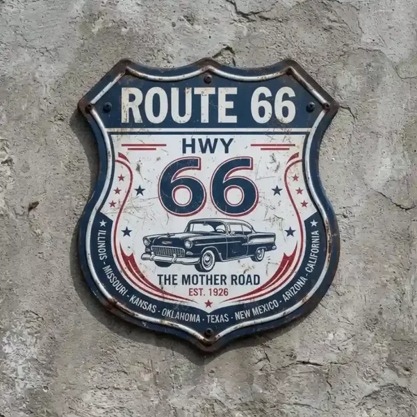 Route 66 Metalen Schild The Mother Road 32x32 cm