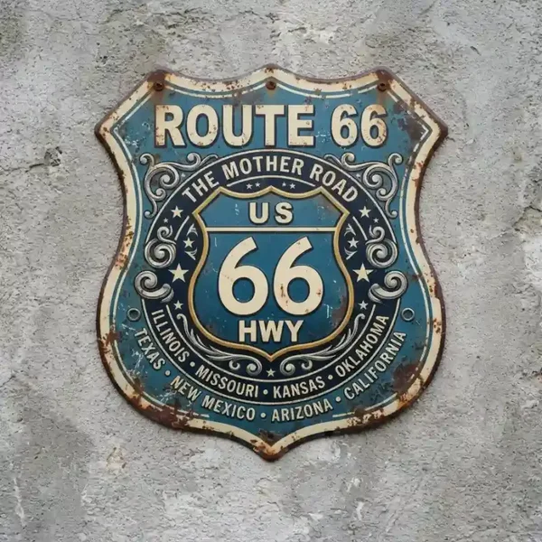 Route 66 Metalen Schild - The Mother Road - 32x32 cm