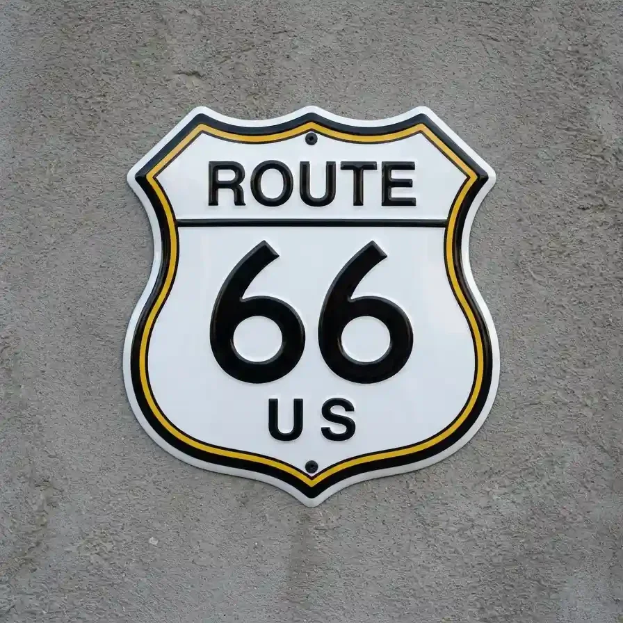 Route 66 Metalen Schild Reliëf 32x32 cm