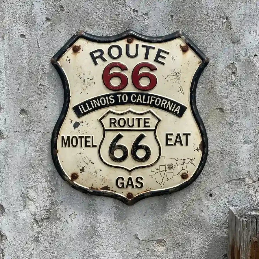 Route 66 Schalenbord Metaal Reliëf 32x32 cm