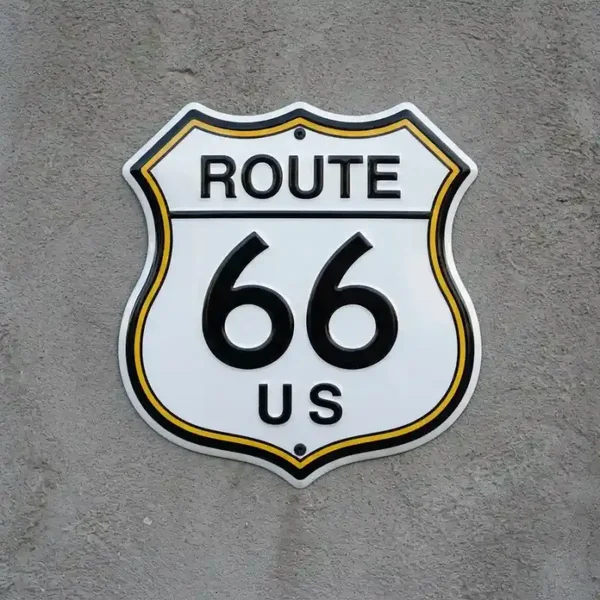 Route 66 Metalen Schild Reliëf 32x32 cm