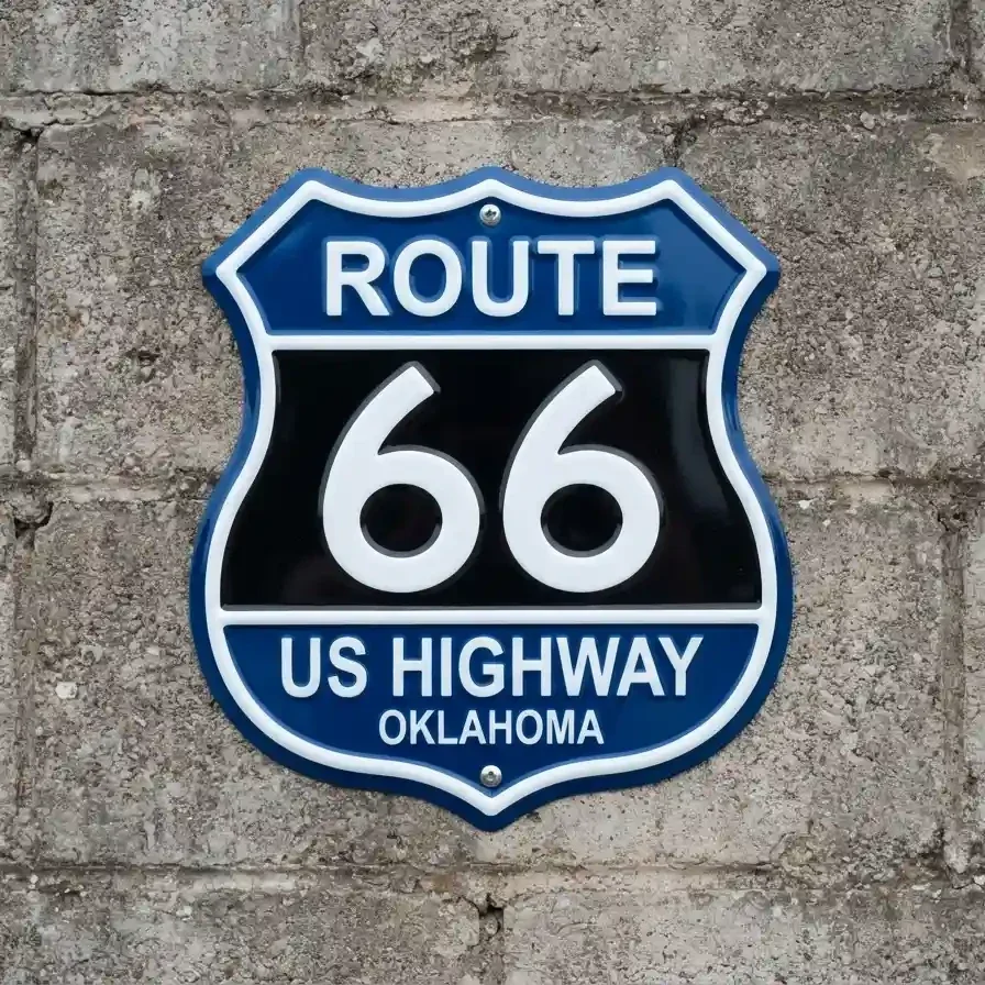 Route 66 Oklahoma US Highway Metalen Schild 32x32 cm