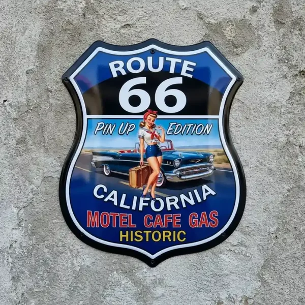 Route 66 Pin Up California Schild Bord 32x32 cm