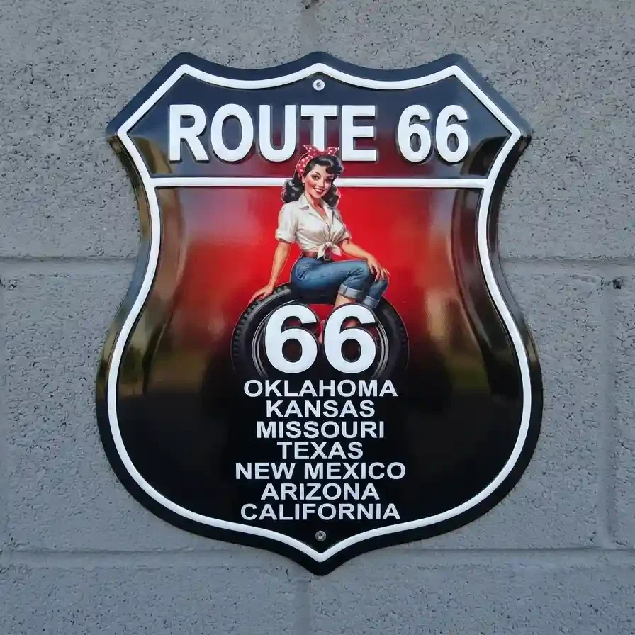 Route 66 Pin-up Schildbord Metaal 32x32 cm