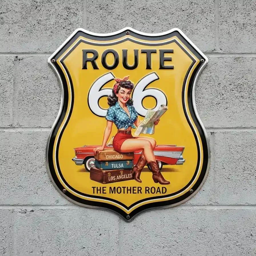 Route 66 Pin-up Schildbord 32x32 cm
