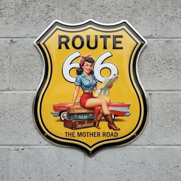 Route 66 Pin-up Schildbord 32x32 cm