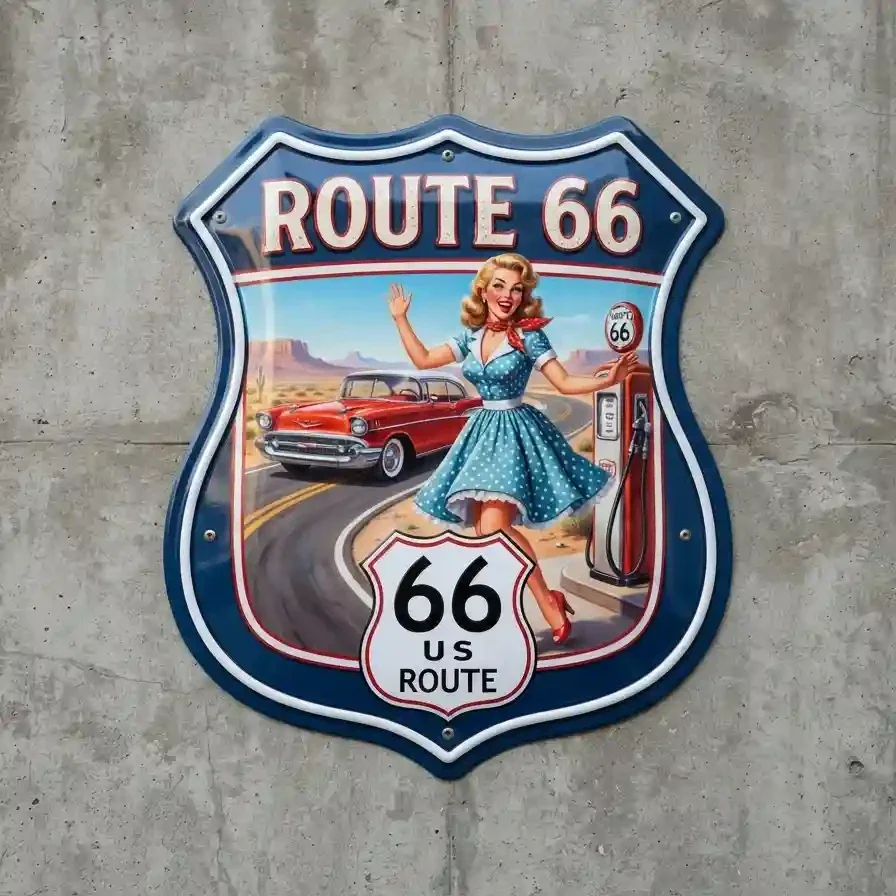 Route 66 Pin-up Schild Bord 32x32 cm