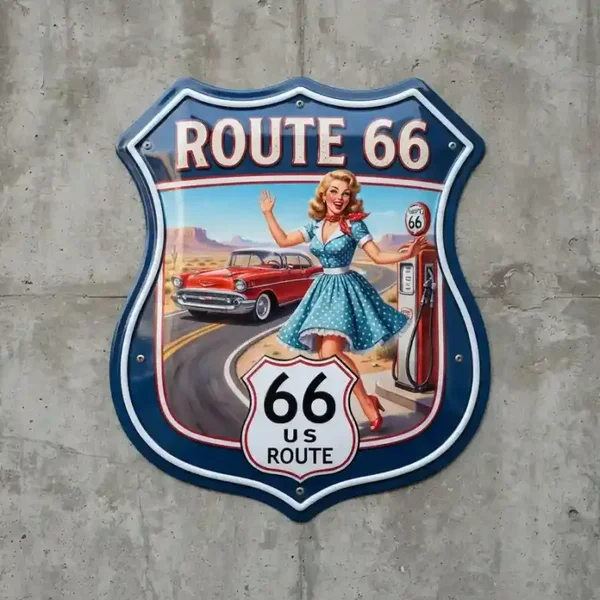 Route 66 Pin-up Schild Bord 32x32 cm