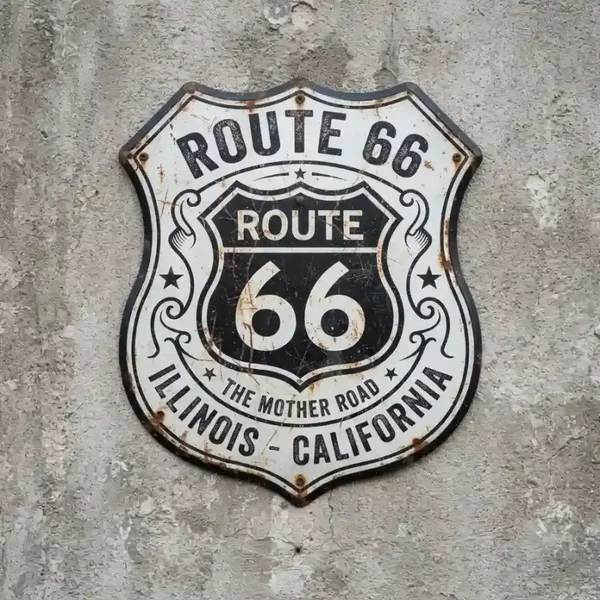Route 66 Schild Illinois - California 32x32 cm