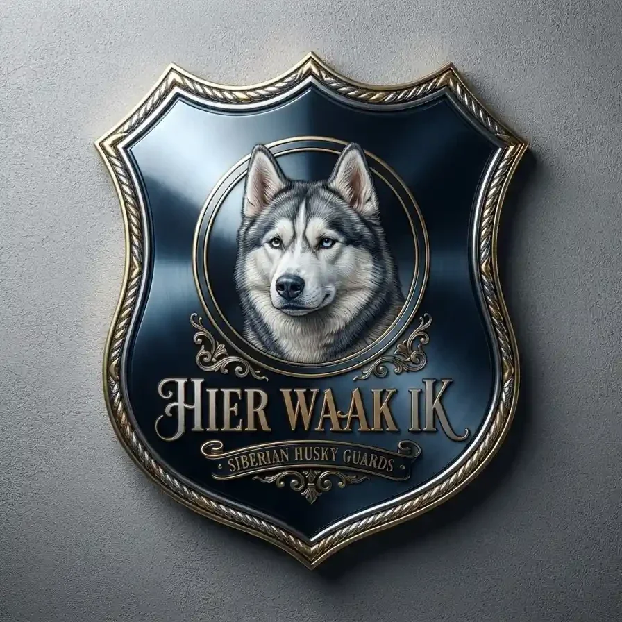 Schild  "Hier Waak Ik" Siberian Husky