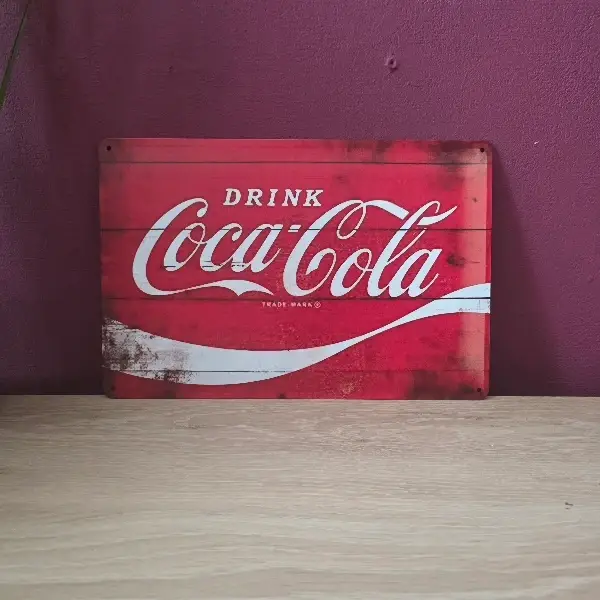Vintage Metalen Coca-Cola Reclamebord - 20x30 cm
