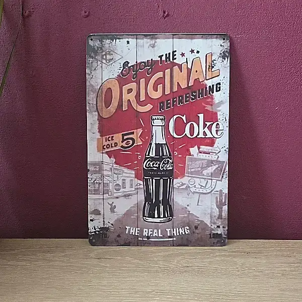 Vintage Metalen Reclamebord Coca-Cola - 20x30 cm