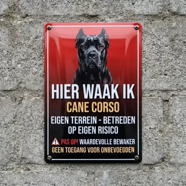 ​Vol Metalen Bewakingsbord Cane Corso - Hier Waak Ik