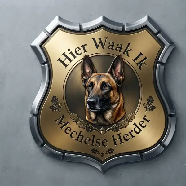 Luxe Schild Mechelse Herder - Hier Waak Ik - 32x32 cm