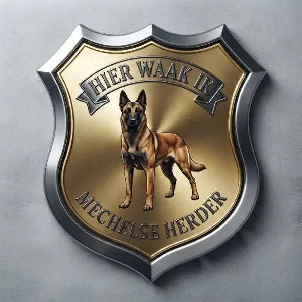 Luxe Schild Mechelse Herder - Hier Waak Ik (32x32 cm)