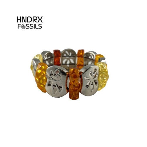 Barnsteen armband met metalen schakels