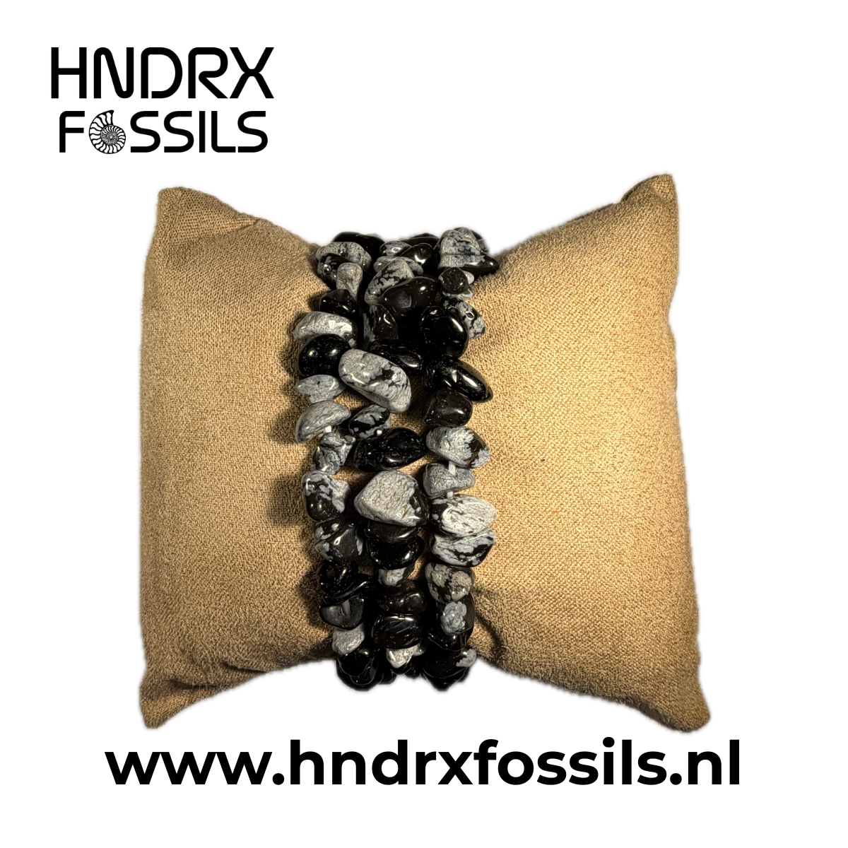Sneeuwvlok Obsidiaan split armband