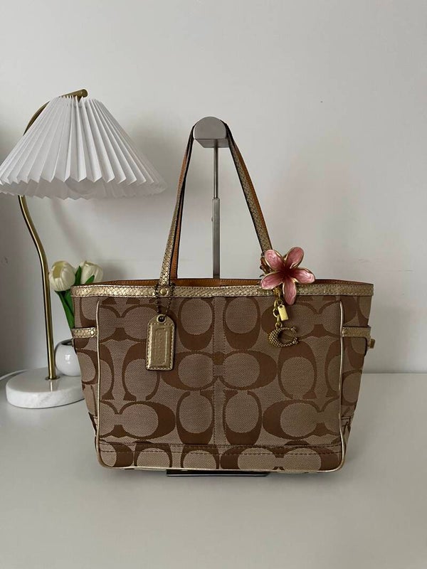 Coach Jacquard Gold Trim Bag